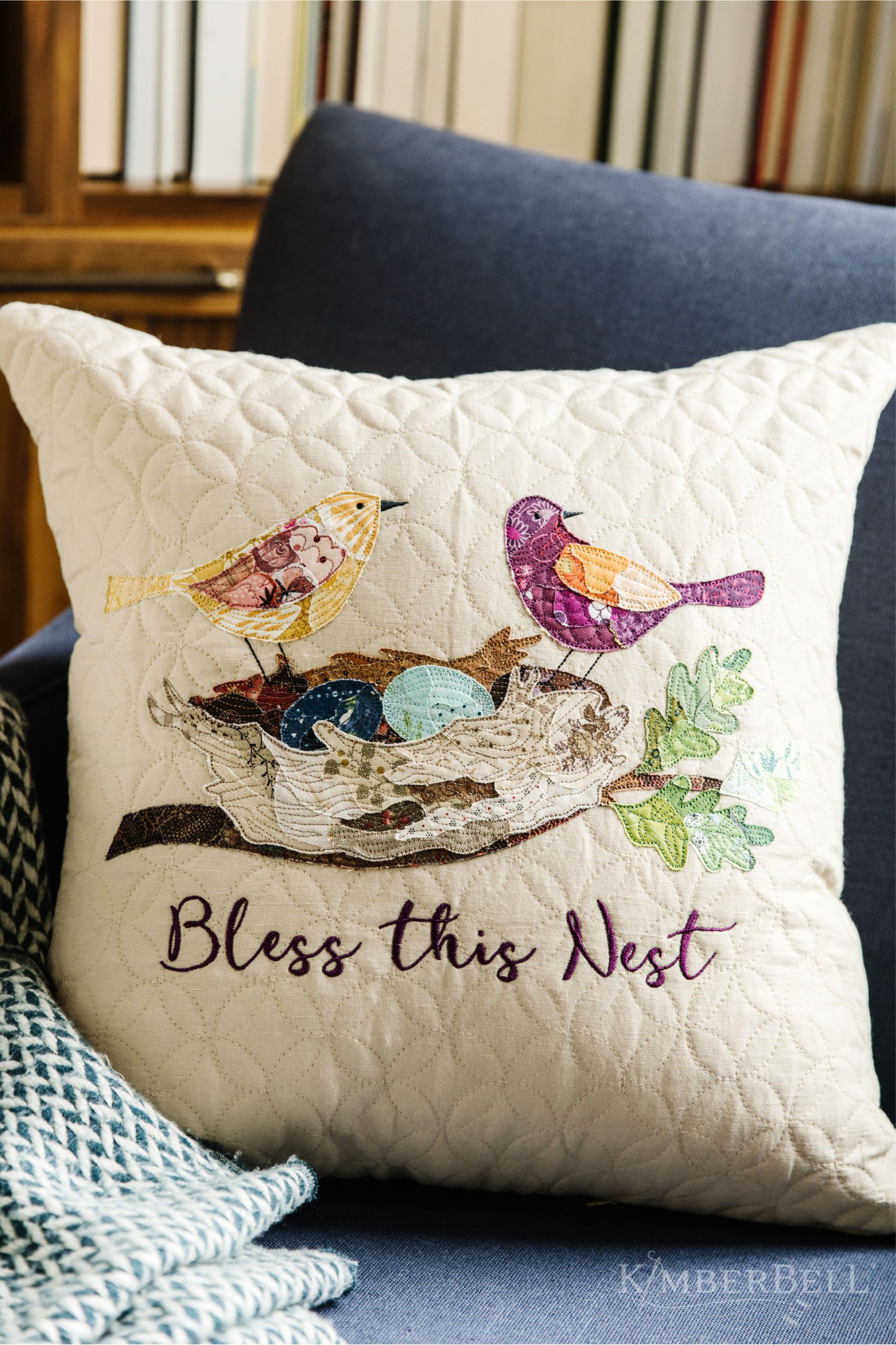 Embroidered birdhouse pillow using tissue paper + sewing machine -  Merriment Design