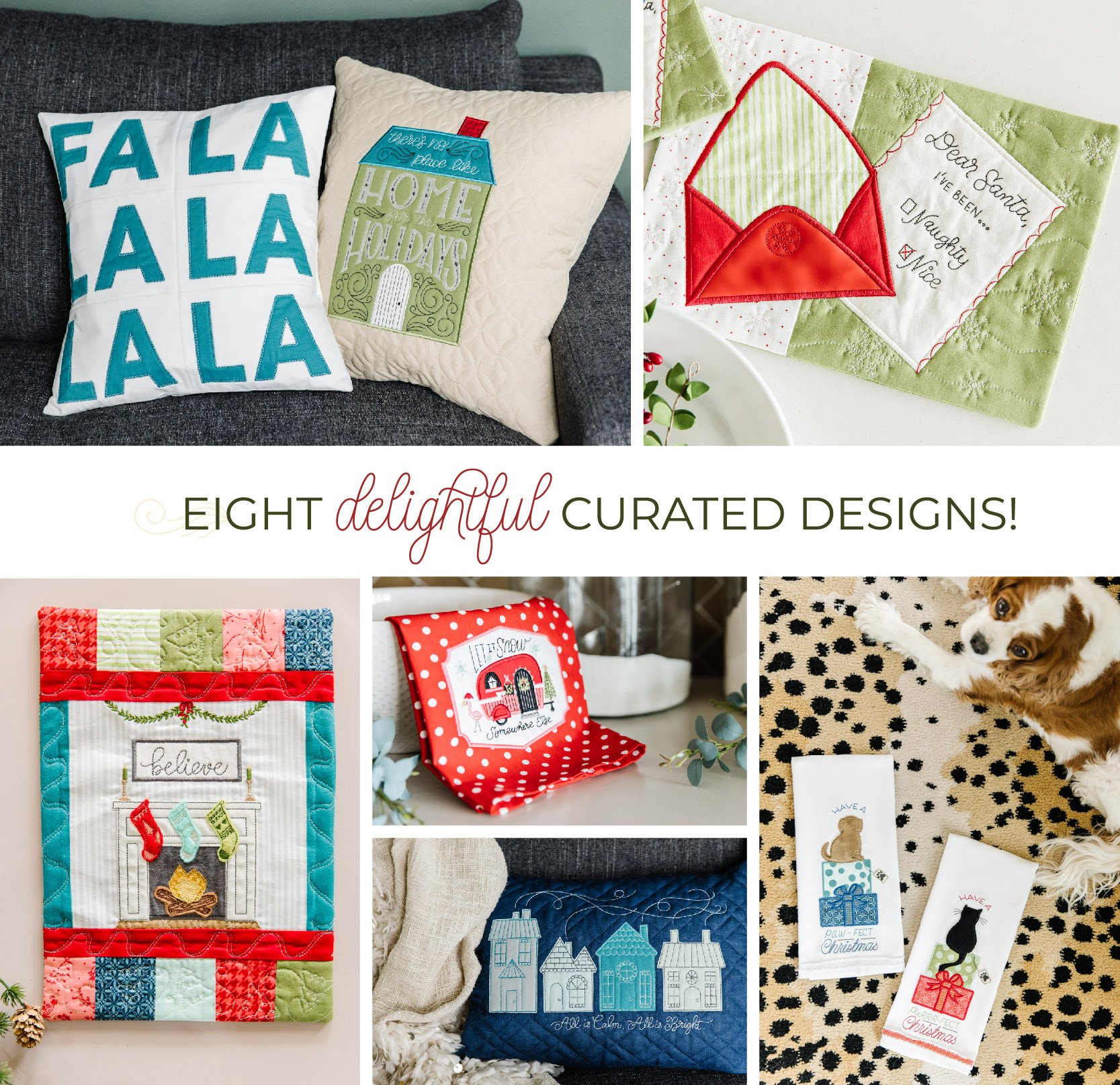 Kimberbell Curated Home for the Holidays designs for machine embroidery