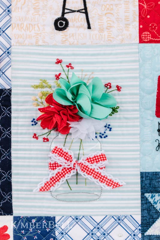 Kimberbell Red, White, & Bloom Fourth of July Quilt for Sewing and Machine Embroidery