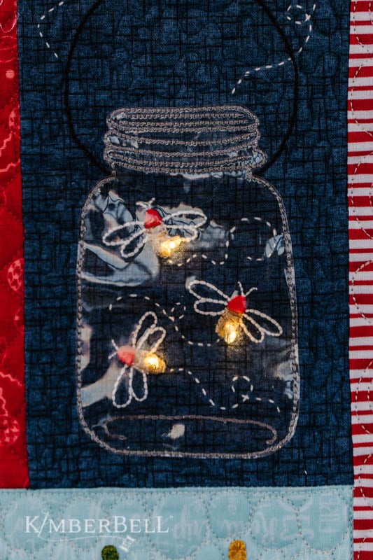 Kimberbell Red, White, & Bloom Fourth of July Quilt for Sewing and Machine Embroidery Fireflies Lightning Bugs