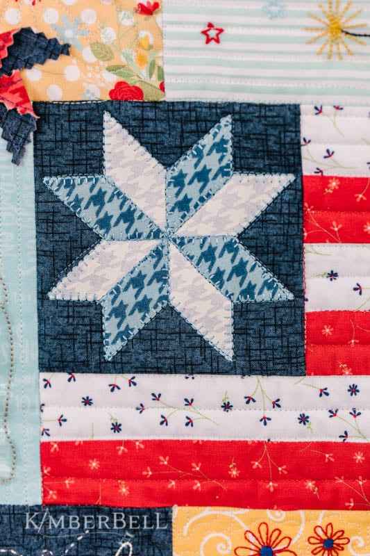 Kimberbell Red, White, & Bloom Fourth of July Quilt for Sewing and Machine Embroidery Star