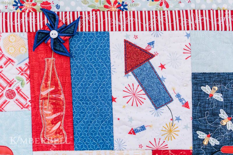 Kimberbell Red, White, & Bloom Fourth of July Quilt for Sewing and Machine Embroidery 