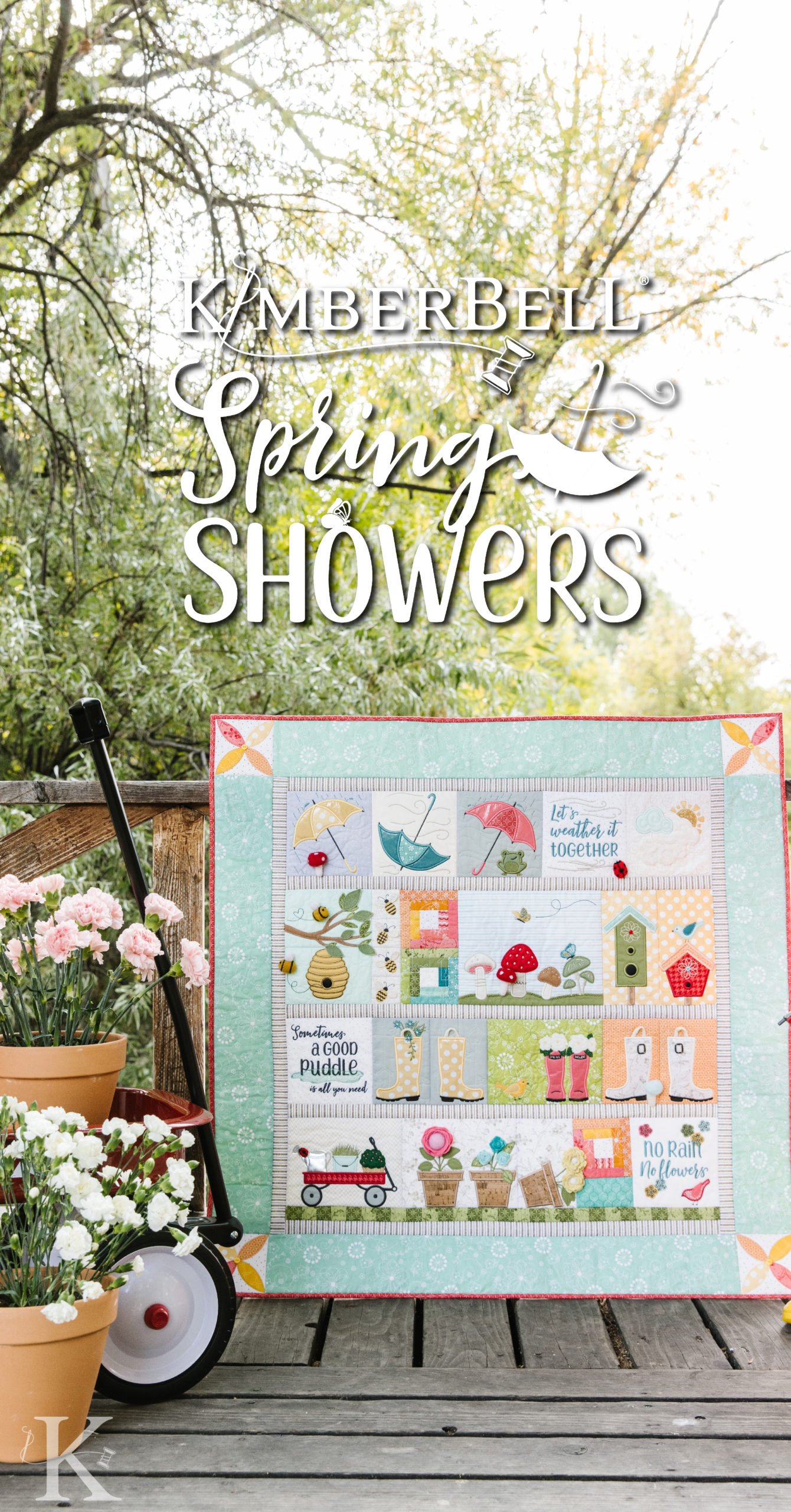 Kimberbell Spring Showers quilt for machine embroidery